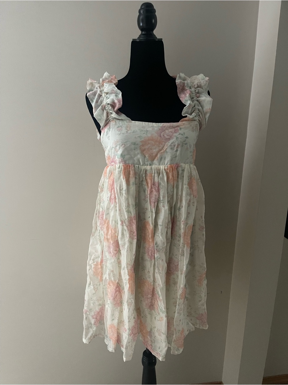 H&M Floral Ruffle Strap Mini Dress